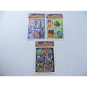 Vintage Color Clings Halloween Stickers 3 Sheets Ghosts Witch Jack-O-Lantern